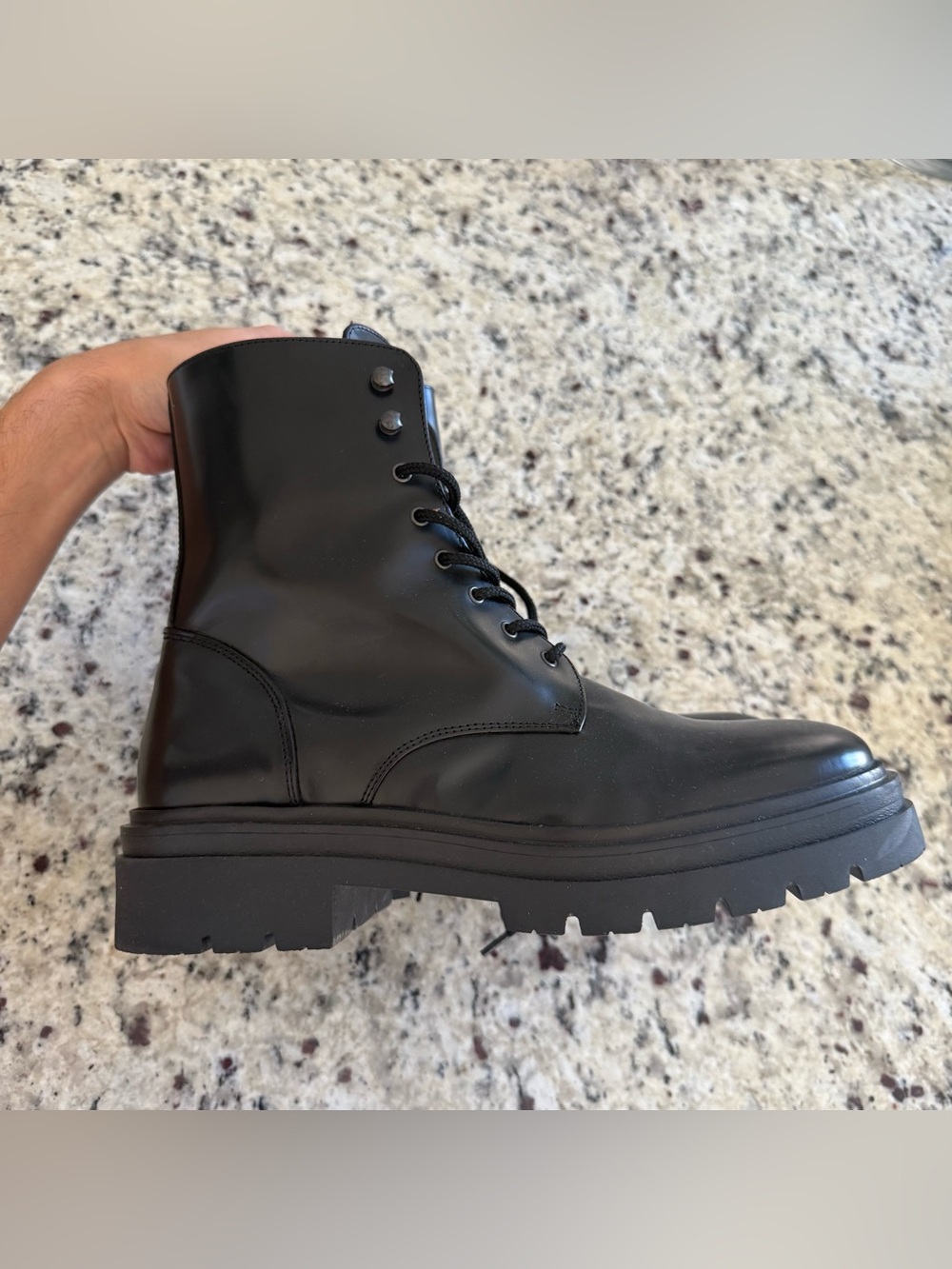 Banana Republic Black Leather Lace-Up Combat Boots